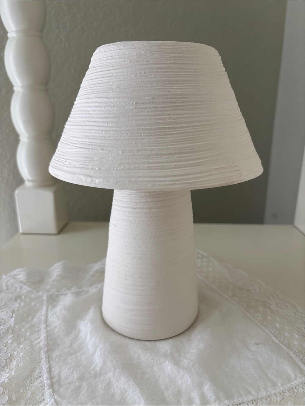 Textured White Ceramic  Lamp